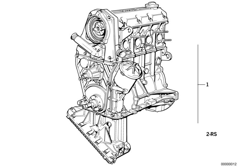 Illustration du Moteur pour les BMW Classic parts  Pièces de rechange d'origine BMW du catalogue de pièces électroniques (ETK) pour véhicules automobiles BMW (voiture)   Set Mounting Parts Short Engine