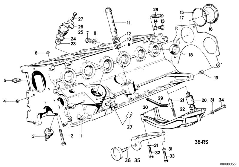 Picture board Engine block for the BMW Classic parts  Original BMW spare parts from the electronic parts catalog (ETK) for BMW motor vehicles (car)   BOWL REINFORCEMENT, Compression spring, Connector, Cover lid, Covering plate, Dowel, Gasket ring, Hex Bol