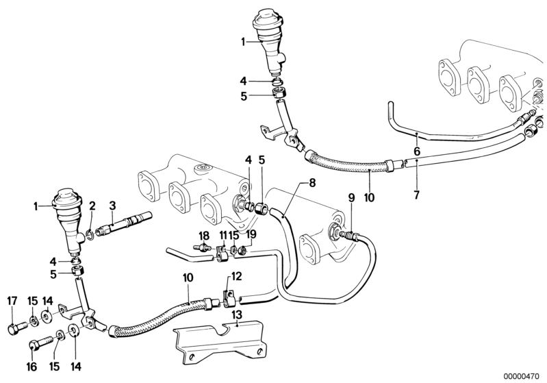 Bildtafel Abgasschadstoff-Reduzierung für die BMW Classic Teile  Original BMW Ersatzteile aus dem elektronischen Teilekatalog (ETK) für BMW Kraftfahrzeuge( Auto)    Federscheibe, Schneidring, Sechskantmutter, Sechskantschraube, Unterlegscheibe