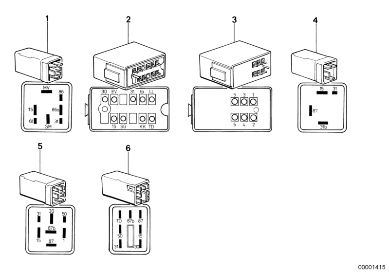 Picture board PETROL PUMP RELAY for the BMW Classic parts  Original BMW spare parts from the electronic parts catalog (ETK) for BMW motor vehicles (car)   PETROL PUMP RELAY