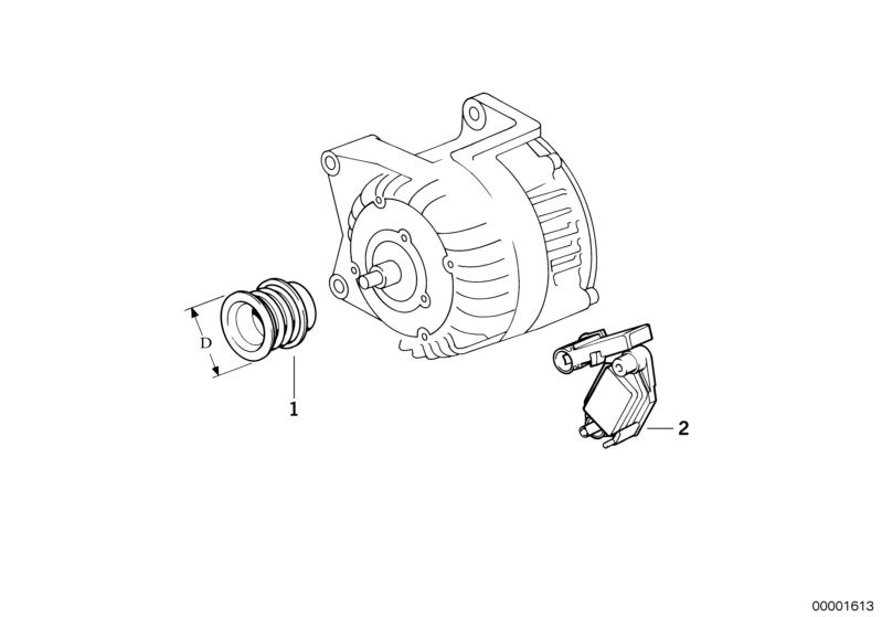 Bildtafel Generator Einzelteile  80A für die BMW Classic Teile  Original BMW Ersatzteile aus dem elektronischen Teilekatalog (ETK) für BMW Kraftfahrzeuge( Auto)    Regler, Riemenscheibe