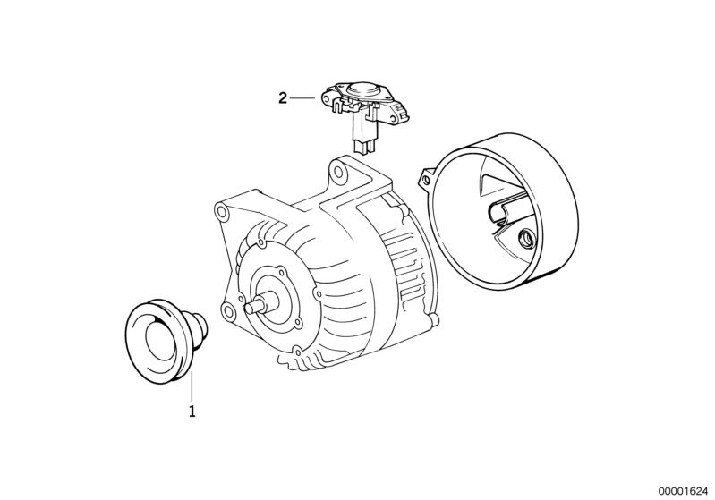 Picture board Alternator, individual parts 70A for the BMW Classic parts  Original BMW spare parts from the electronic parts catalog (ETK) for BMW motor vehicles (car)   Pulley, Voltage regulator