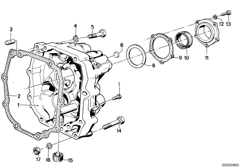 Picture board GETRAG 242 COVER+ATTACH.PARTS for the BMW Classic parts  Original BMW spare parts from the electronic parts catalog (ETK) for BMW motor vehicles (car)   backup ring, Cover lid, Dowel pin, Gasket Asbestos Free, Hex Bolt, Hex nut, Screw plug, 