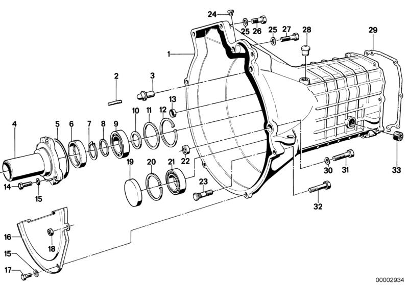 Bildtafel Getrag 235 Gehäuse + Anbauteile für die BMW Classic Teile  Original BMW Ersatzteile aus dem elektronischen Teilekatalog (ETK) für BMW Kraftfahrzeuge( Auto)    Abdeckblech, Dichtdeckel, Dichtring, Dichtung, Dichtung asbestfrei, Distanzscheibe, En