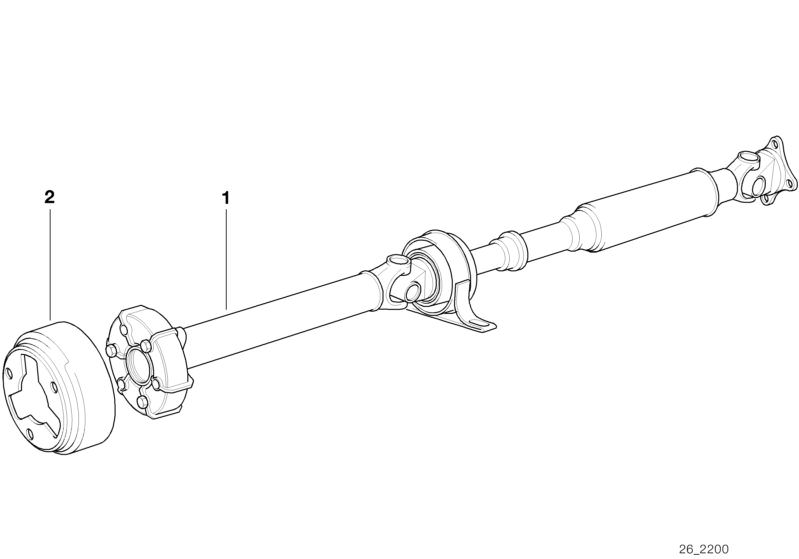 Illustration du Arbre de transmission (joint de cardan) pour les BMW Classic parts  Pièces de rechange d'origine BMW du catalogue de pièces électroniques (ETK) pour véhicules automobiles BMW (voiture)   Automatic drive shaft gearbox, Torsional vibration a