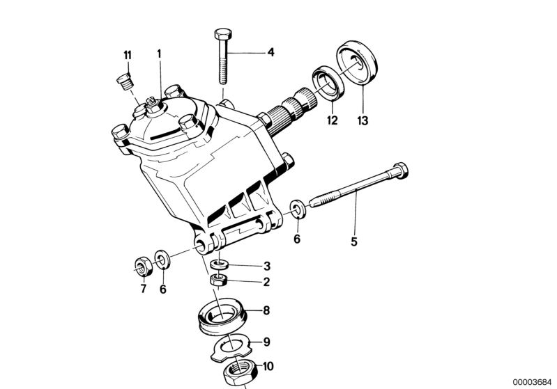 Picture board Mechanical steering for the BMW Classic parts  Original BMW spare parts from the electronic parts catalog (ETK) for BMW motor vehicles (car)   Fit bolt, Hex Bolt, Hex nut, Plug, Securing plate, Self-locking hex nut, Shaft seal, Washer