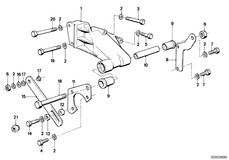 Picture board HYDRO STEERING-VANE PUMP/BEARING SUPPORT for the BMW Classic parts  Original BMW spare parts from the electronic parts catalog (ETK) for BMW motor vehicles (car)   Bush, Hex Bolt, Holder, Self-locking hex nut, Supporting bracket, Supporting 