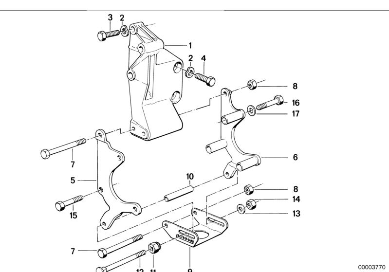 Illustration du HYDRO STEERING-VANE PUMP/BEARING SUPPORT pour les BMW Classic parts  Pièces de rechange d'origine BMW du catalogue de pièces électroniques (ETK) pour véhicules automobiles BMW (voiture)   Chain tensioner, Hex Bolt, Hex Bolt with washer, ID