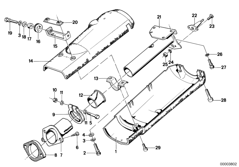 Picture board STEERING COLUMN-TUBE/TRIM PANEL for the BMW Classic parts  Original BMW spare parts from the electronic parts catalog (ETK) for BMW motor vehicles (car)   CARBON PIN, Clamp, Fillister head screw, Fracture bolt, Gasket, Guide bush, Hex Bolt, 