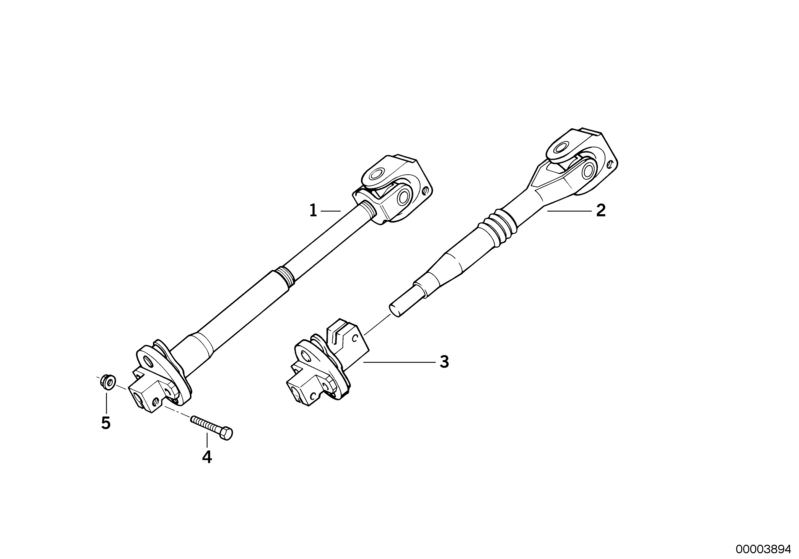 Picture board STEER.COL.-LOWER JOINT ASSY for the BMW Classic parts  Original BMW spare parts from the electronic parts catalog (ETK) for BMW motor vehicles (car)   Self-locking hex nut, Steering shaft, UNIVERSAL JOINT