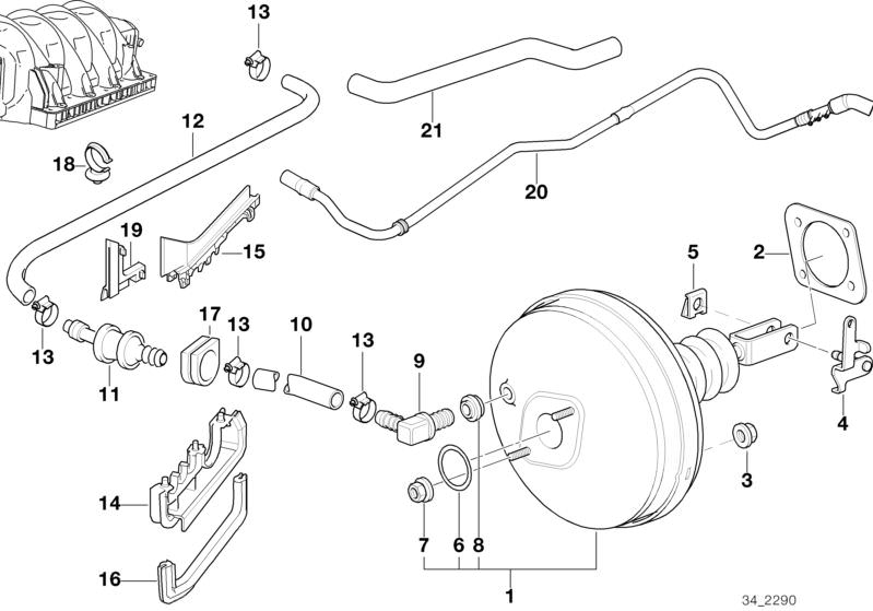 Picture board Power brake unit depression for the BMW 7 Series models  Original BMW spare parts from the electronic parts catalog (ETK) for BMW motor vehicles (car)   BRAKE MASTER CYLINDER O-RING, Brake pedal pin, Brake servo unit, Cable holder, CHECK VAL