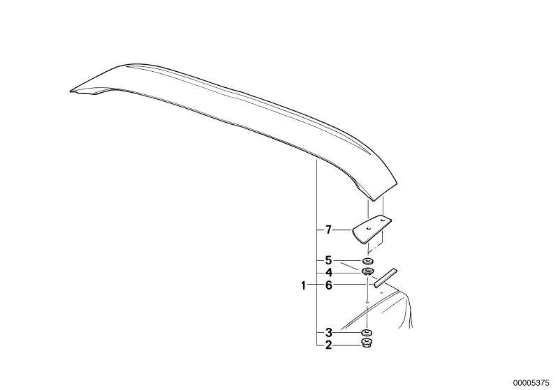 Picture board REAR SPOILER M-TECHNIK for the BMW Classic parts  Original BMW spare parts from the electronic parts catalog (ETK) for BMW motor vehicles (car)   Clamp, FOIL RIGHT, GASKET RIGHT, RUBBER WASHER, Washer-gasket