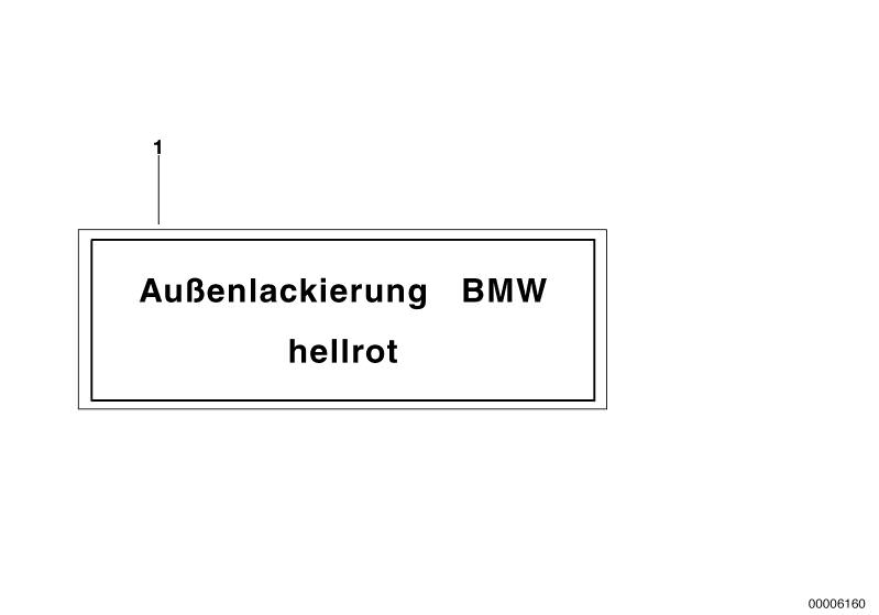 Bildtafel Hinweisschild Aussenlack uni für die BMW Classic Teile  Original BMW Ersatzteile aus dem elektronischen Teilekatalog (ETK) für BMW Kraftfahrzeuge( Auto)    Hinweisschild
