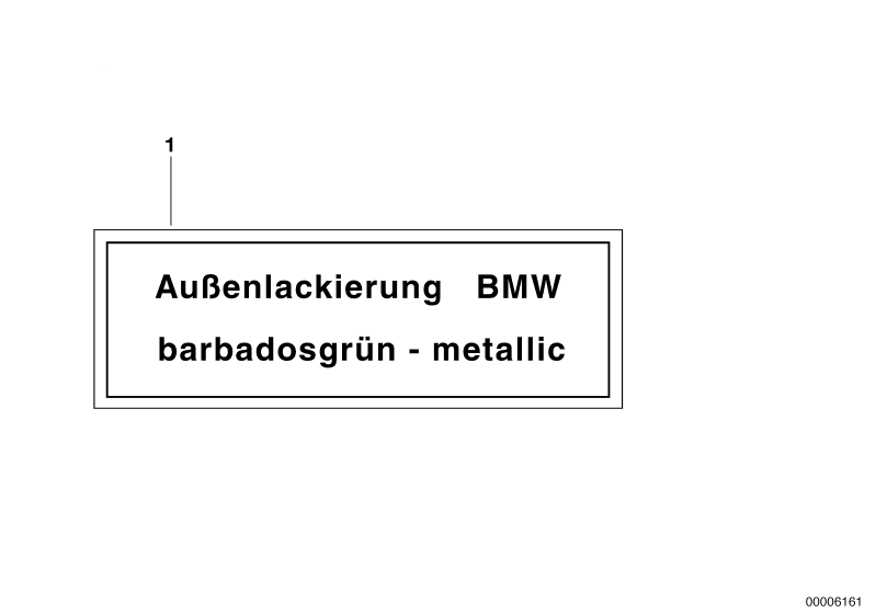 Picture board LABEL OUTER PAINT METALLIC for the BMW Classic parts  Original BMW spare parts from the electronic parts catalog (ETK) for BMW motor vehicles (car)   Information plate