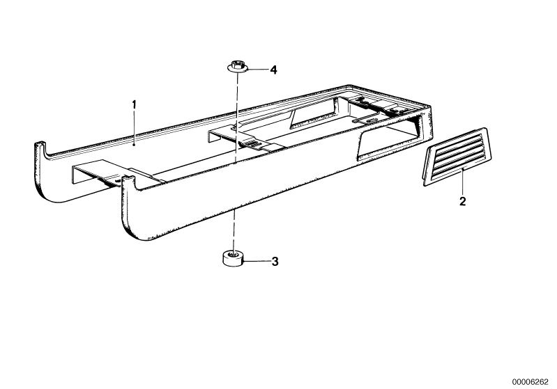 Picture board REAR MOUNTING PARTS OF CENTER CONSOLE for the BMW Classic parts  Original BMW spare parts from the electronic parts catalog (ETK) for BMW motor vehicles (car)   Hex nut with plate, Spacer