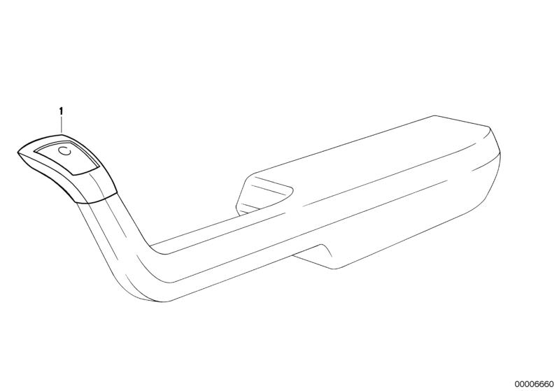 Illustration du ARMREST-SINGLE PARTS pour les BMW Classic parts  Pièces de rechange d'origine BMW du catalogue de pièces électroniques (ETK) pour véhicules automobiles BMW (voiture)   ARMREST UPPER PART REAR RIGHT