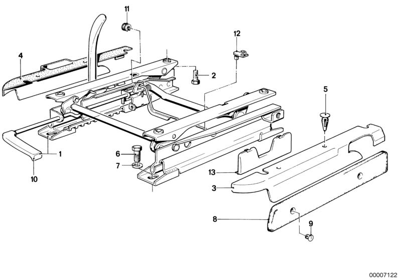 Picture board FRONT SEAT-VERTICAL SEAT ADJUSTER for the BMW Classic parts  Original BMW spare parts from the electronic parts catalog (ETK) for BMW motor vehicles (car)   Covering outer right, VERTICAL SEAT ADJUSTER RIGHT