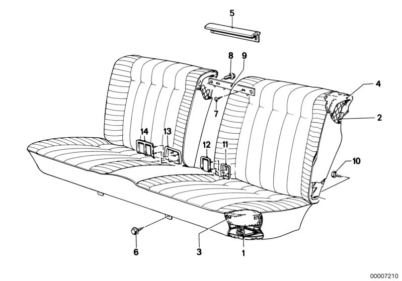 Picture board Seat Spring frame/pad/catch sup. rear for the BMW Classic parts  Original BMW spare parts from the electronic parts catalog (ETK) for BMW motor vehicles (car)   Cup, END PIECE NON COVERED, Fillister head self-tapping screw, Hex head screw, L