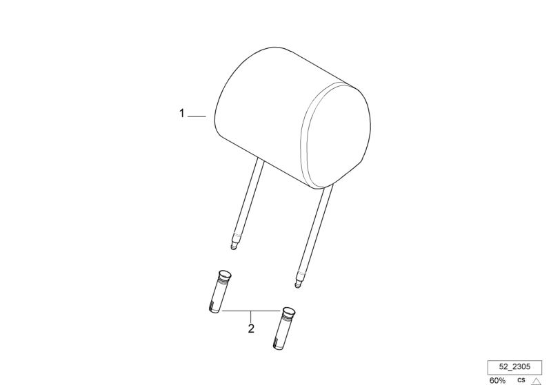 Picture board Seat, front, head restraint, basic seat for the BMW 7 Series models  Original BMW spare parts from the electronic parts catalog (ETK) for BMW motor vehicles (car)   Guide bush, HEAD REST CLOTH