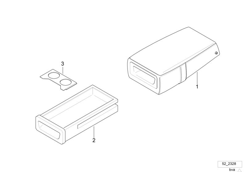 Picture board Seat, rear, centre armrest, multifunct. for the BMW Classic parts  Original BMW spare parts from the electronic parts catalog (ETK) for BMW motor vehicles (car)   Armrest leather, DRAWER