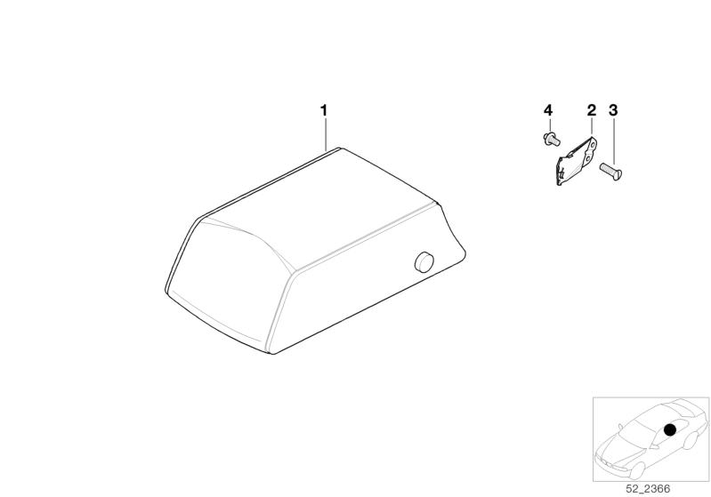 Illustration du Accoudoir central siège arrière pour les BMW 5 Série Modèles  Pièces de rechange d'origine BMW du catalogue de pièces électroniques (ETK) pour véhicules automobiles BMW (voiture)   Pin, Support right, Torx-countersunk screw