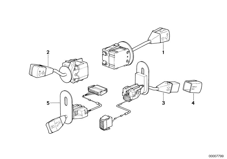 Bildtafel Lenksäulenschalter für die BMW Classic Teile  Original BMW Ersatzteile aus dem elektronischen Teilekatalog (ETK) für BMW Kraftfahrzeuge( Auto)    Knopf Geschwindigkeitsregelungsschalter, Schalter Blink-Abblend-Fernlicht, Schalter Geschwindigkeit