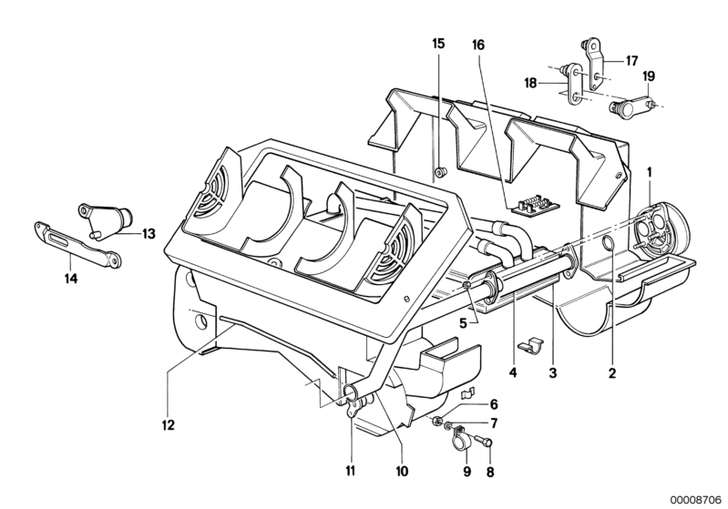 Picture board HEATER RADIATOR/MOUNTING PARTS for the BMW Classic parts  Original BMW spare parts from the electronic parts catalog (ETK) for BMW motor vehicles (car)   Gasket ring, Heater radiator, Hex Bolt, Hex nut, RESISTOR, Spring washer, WATER VALVE