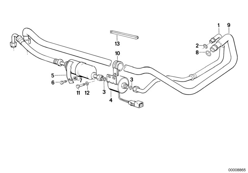 Picture board Coolant pipe for the BMW Classic parts  Original BMW spare parts from the electronic parts catalog (ETK) for BMW motor vehicles (car)   Clamp, Gasket ring, Hex Bolt, Hex Bolt with washer, Pipe, Running metre, edge protection, Self-locking he