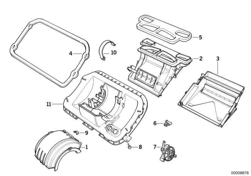 Picture board Housing parts, heater Siemens for the BMW Classic parts  Original BMW spare parts from the electronic parts catalog (ETK) for BMW motor vehicles (car)   Clamp, Cover, Fillister head screw, GEARBOX FLAP POSITION, SEALING FRAME, Tension strap