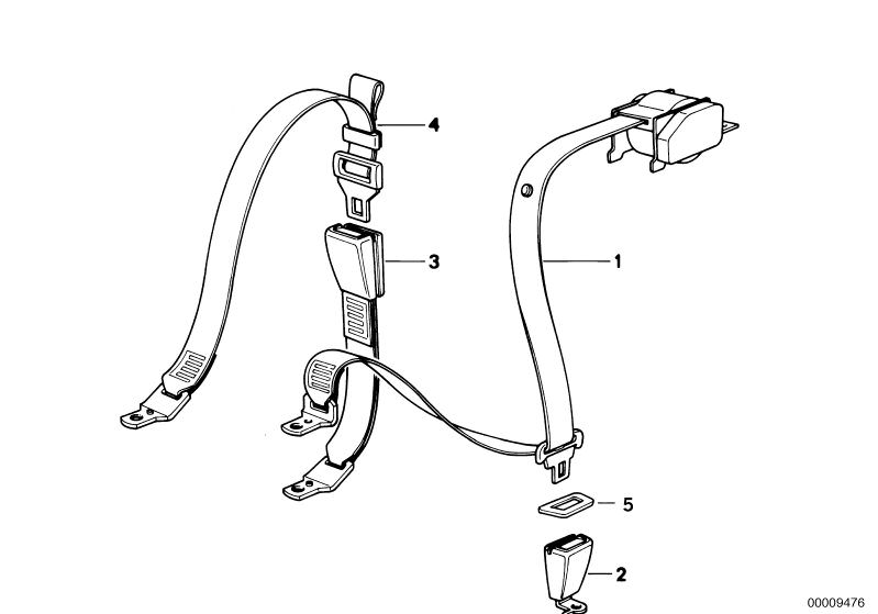 Illustration du Ceinture de sécurité arrière pour les BMW Classic parts  Pièces de rechange d'origine BMW du catalogue de pièces électroniques (ETK) pour véhicules automobiles BMW (voiture)   Gasket, LAP BELT REAR LEFT, LAP BELT REAR RIGHT, Lower belt, re