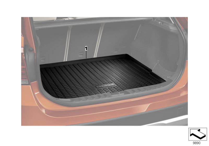 Picture board Fitted luggage compartment mat for the BMW 5 Series models  Original BMW spare parts from the electronic parts catalog (ETK) for BMW motor vehicles (car) 