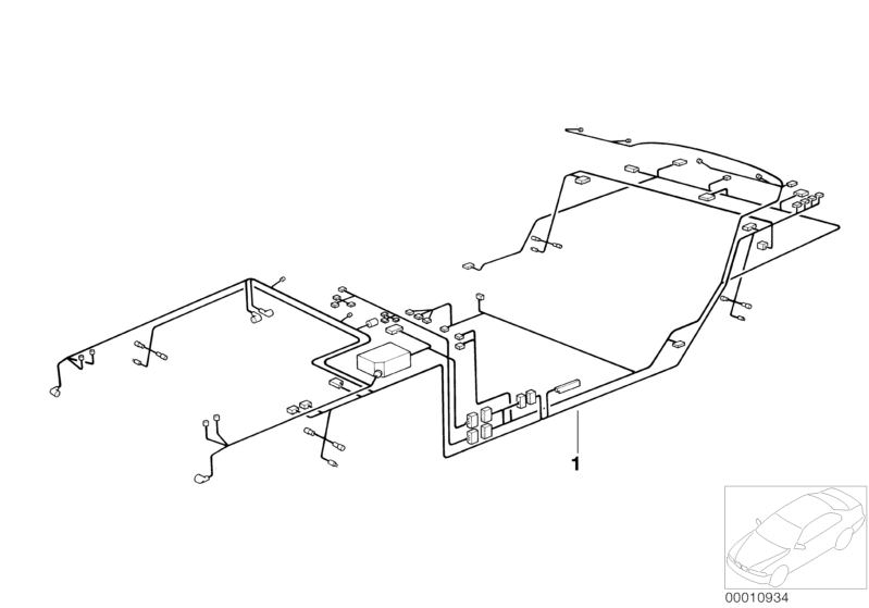 Picture board Main wiring harness for the BMW 5 Series models  Original BMW spare parts from the electronic parts catalog (ETK) for BMW motor vehicles (car)   Main wiring harness