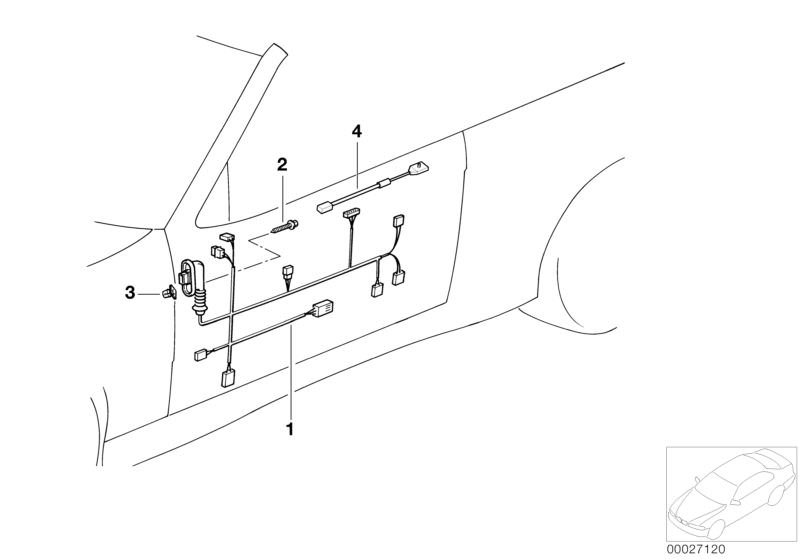 Picture board Door cable harness for the BMW Classic parts  Original BMW spare parts from the electronic parts catalog (ETK) for BMW motor vehicles (car)   Adapter wire f airbag module, Hex head screw, PRESTOL-CAGE, WIRING CO-DRIVERS SIDE