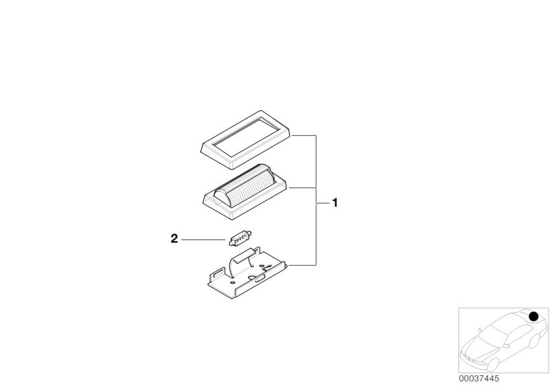 Illustration du Témoins divers p véhicul. administration pour les BMW Classic parts  Pièces de rechange d'origine BMW du catalogue de pièces électroniques (ETK) pour véhicules automobiles BMW (voiture)   Bulb, Luggage compartment light