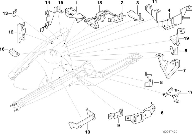 Bildtafel Vorderbau Halter rechts für die BMW Z Modelle  Original BMW Ersatzteile aus dem elektronischen Teilekatalog (ETK) für BMW Kraftfahrzeuge( Auto)    Halter Aggregateträger, Halter Diagnosestecker, Halter Fremdstartstützpunkt, Halter hinten für Vor