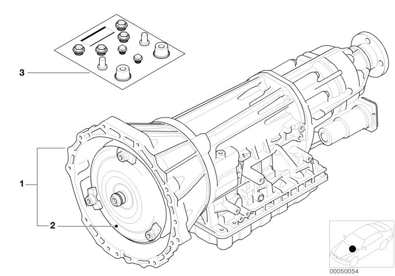 Picture board Automatic gearbox A5S300J for the BMW Classic parts  Original BMW spare parts from the electronic parts catalog (ETK) for BMW motor vehicles (car)   Exch. automatic transmission EH, Set, blind plugs