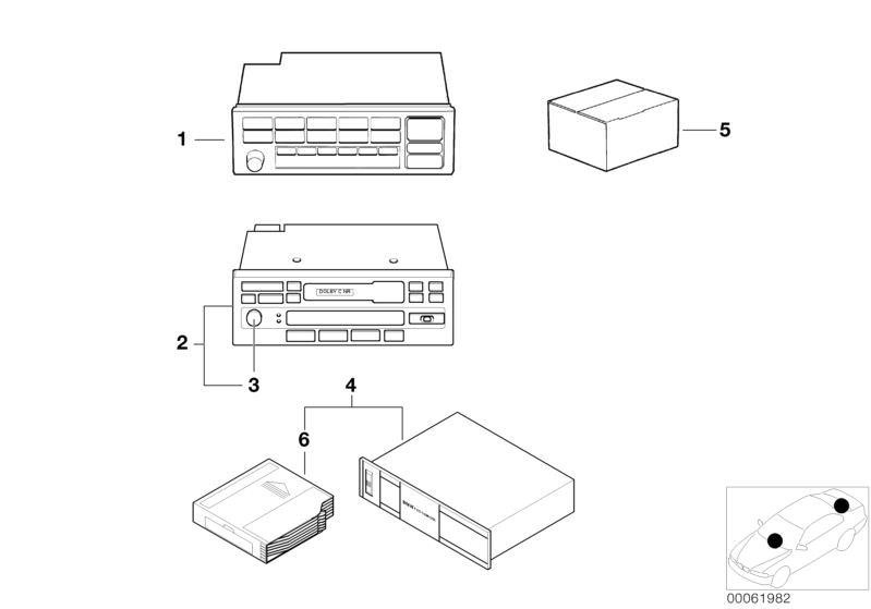 Picture board Radio Bavaria C business for the BMW Classic parts  Original BMW spare parts from the electronic parts catalog (ETK) for BMW motor vehicles (car)   Button