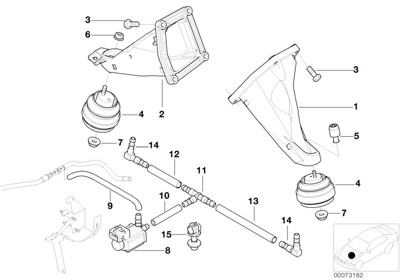 Picture board Engine Suspension for the BMW 7 Series models  Original BMW spare parts from the electronic parts catalog (ETK) for BMW motor vehicles (car)   Electric valve, Engine mount, ENGINE SUPPORT RIGHT, Engine support, left, Hex Bolt with washer, He
