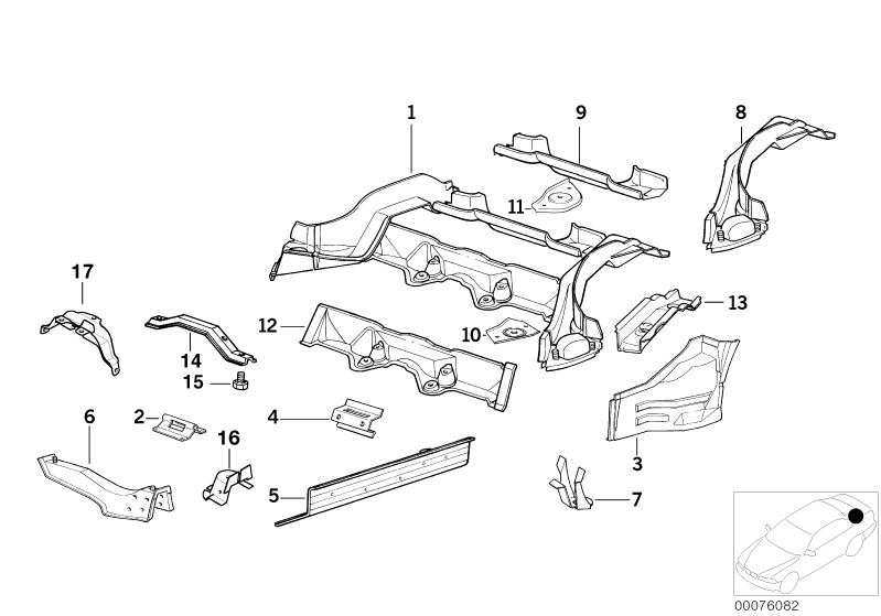 Picture board REAR FLOOR PARTS for the BMW Classic parts  Original BMW spare parts from the electronic parts catalog (ETK) for BMW motor vehicles (car)   Bracket f shifting arm bearing, BRACKET FUEL TANK INNER REAR, BRAKE PIPE BRACKET, BRIDGE TUNNEL BELOW