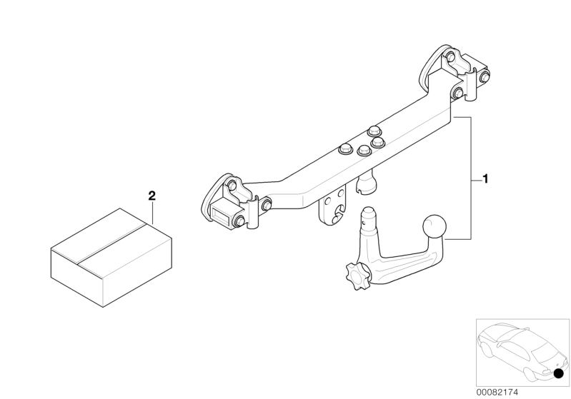 Bildtafel Nachrüstsatz Anhängerkupplung für die BMW 5er Modelle  Original BMW Ersatzteile aus dem elektronischen Teilekatalog (ETK) für BMW Kraftfahrzeuge( Auto)  