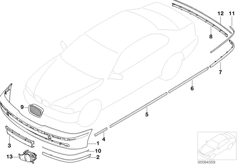 Bildtafel Nachrüstung Facelift 2000 für die BMW 5er Modelle  Original BMW Ersatzteile aus dem elektronischen Teilekatalog (ETK) für BMW Kraftfahrzeuge( Auto)  