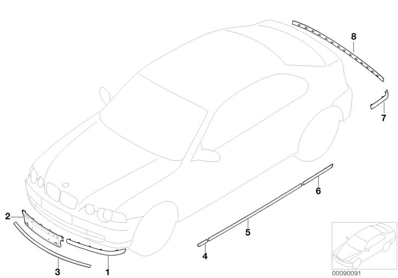 Illustration du Equipement ult., Titan-Line Exterieur pour les BMW 3 Série Modèles  Pièces de rechange d'origine BMW du catalogue de pièces électroniques (ETK) pour véhicules automobiles BMW (voiture) 