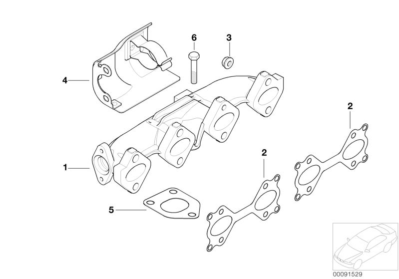 Picture board EXHAUST MANIFOLD-AGR for the BMW 1 Series models  Original BMW spare parts from the electronic parts catalog (ETK) for BMW motor vehicles (car)   Exhaust manifold, Flange nut, Gasket Asbestos Free, Gasket Steel, HEAT PROTECTION SHIELD ASBEST