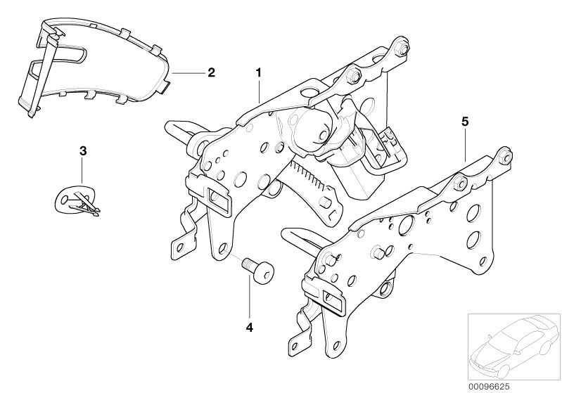 Picture board Seat rear, backrest locking for the BMW X Series models  Original BMW spare parts from the electronic parts catalog (ETK) for BMW motor vehicles (car)   Cover, locking mechanism, Covering right, Left seat angle adjustment, Locking mechanism,