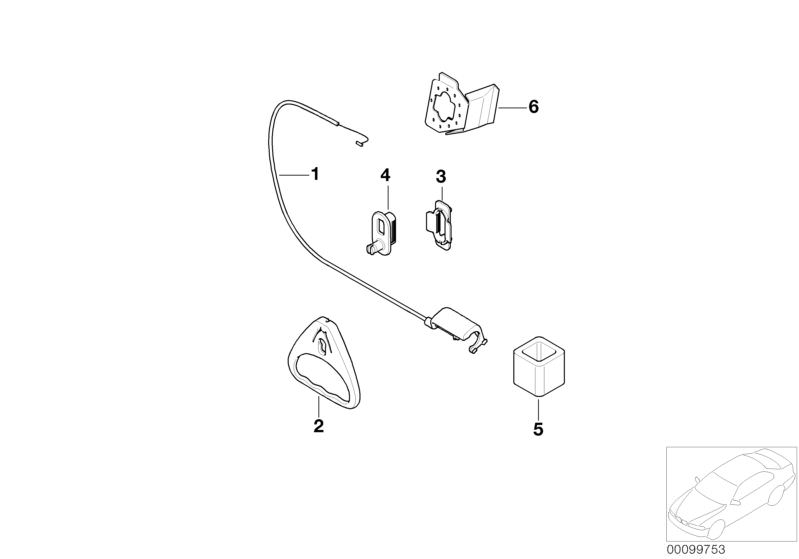 Bildtafel Nachrüstung Gepäckraum Notentriegelung für die BMW 5er Modelle  Original BMW Ersatzteile aus dem elektronischen Teilekatalog (ETK) für BMW Kraftfahrzeuge( Auto)  