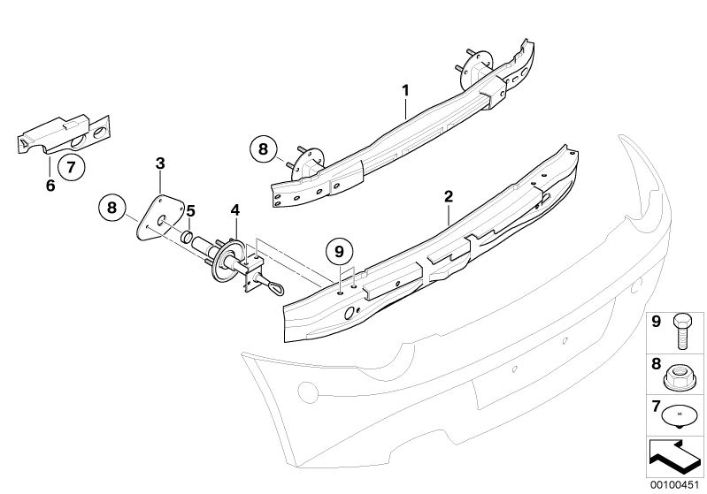 Picture board Carrier, rear for the BMW Z Series models  Original BMW spare parts from the electronic parts catalog (ETK) for BMW motor vehicles (car)   Cap, Carrier, bumper rear, Clip, Gasket, Hex Bolt, Hex nut with plate, Shock absorber, rear left, Shoc