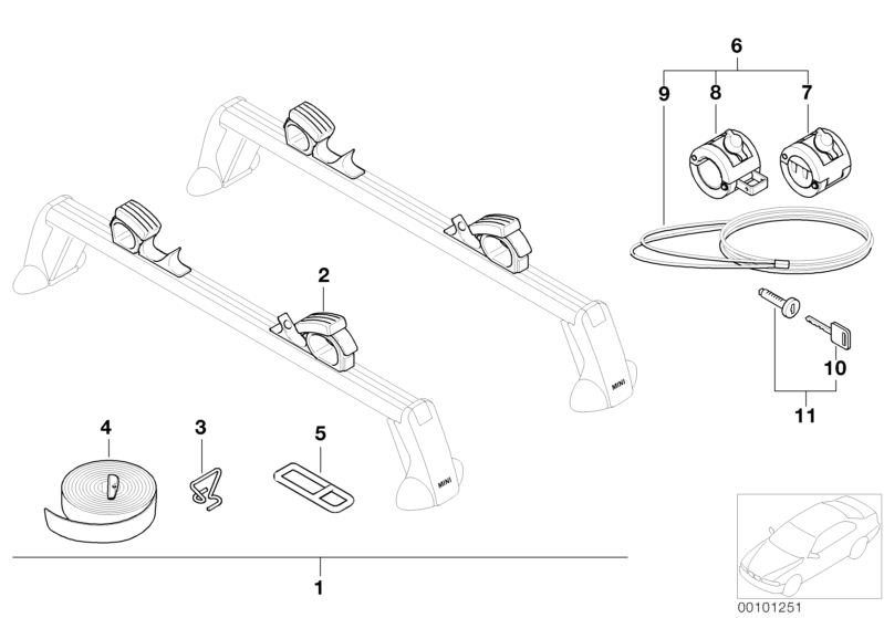 Bildtafel Surfboardhalterung für die BMW 2er Modelle  Original BMW Ersatzteile aus dem elektronischen Teilekatalog (ETK) für BMW Kraftfahrzeuge( Auto)  