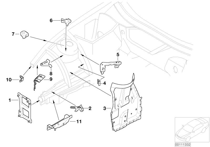 Picture board FRONT BODY BRACKET RIGHT for the BMW Z Series models  Original BMW spare parts from the electronic parts catalog (ETK) for BMW motor vehicles (car)   Bracket ABS plug connection, BRACKET SIDE PANEL RIGHT, Bracket, front panel, right, Bracket