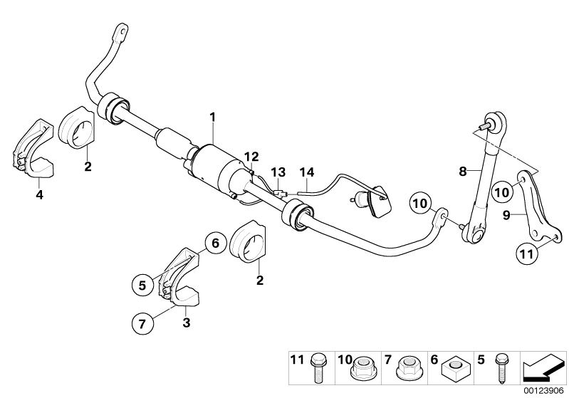 Picture board Front stabilizer bar/Dynamic Drive for the BMW 5 Series models  Original BMW spare parts from the electronic parts catalog (ETK) for BMW motor vehicles (car) 