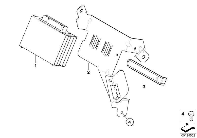 Bildtafel Verstärker / Halter Hifi System für die BMW 5er Modelle  Original BMW Ersatzteile aus dem elektronischen Teilekatalog (ETK) für BMW Kraftfahrzeuge( Auto)    Halter Verstärker Hifi-System, Sechskantschraube, Verriegelungsbügel, Verstärker Hifi-Sy